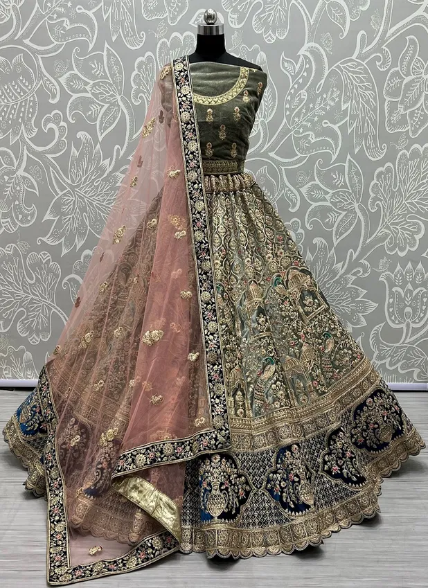 Lc 2343 Velvet Designer Bridal Lehenga Choli Collection